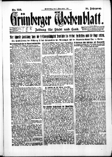 Gr&uuml;nberger Wochenblatt: Zeitung f&uuml;r Stadt und Land, No. 258. (2. November 1922)