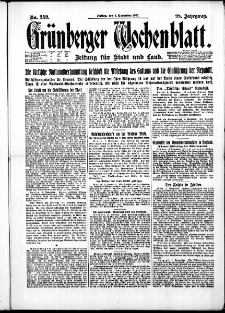 Grünberger Wochenblatt: Zeitung für Stadt und Land, No. 259. (3. November 1922)