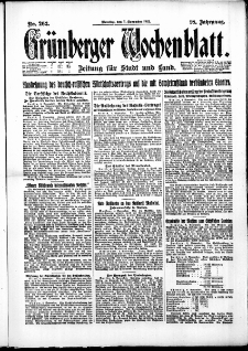 Grünberger Wochenblatt: Zeitung für Stadt und Land, No. 262. (7. November 1922)