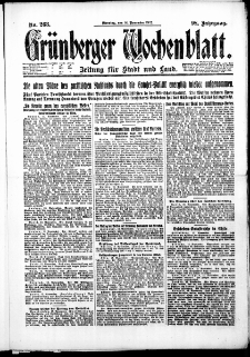 Gr&uuml;nberger Wochenblatt: Zeitung f&uuml;r Stadt und Land, No. 268. (14. November 1922)
