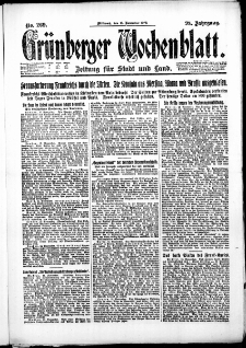 Grünberger Wochenblatt: Zeitung für Stadt und Land, No. 269. (15. November 1922)