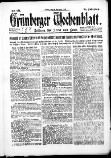 Gr&uuml;nberger Wochenblatt: Zeitung f&uuml;r Stadt und Land, No. 271. (17. November 1922)