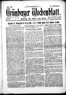 Grünberger Wochenblatt: Zeitung für Stadt und Land, No. 274. (21. November 1922)