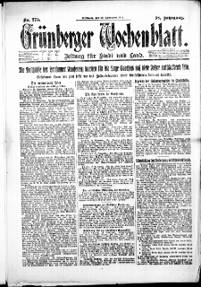 Gr&uuml;nberger Wochenblatt: Zeitung f&uuml;r Stadt und Land, No. 275. (22. November 1922)