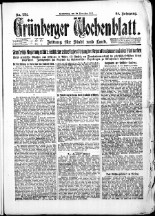 Gr&uuml;nberger Wochenblatt: Zeitung f&uuml;r Stadt und Land, No. 281. (30. November 1922)