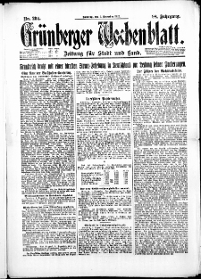 Gr&uuml;nberger Wochenblatt: Zeitung f&uuml;r Stadt und Land, No. 284. (3. Dezember 1922)