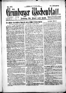 Gr&uuml;nberger Wochenblatt: Zeitung f&uuml;r Stadt und Land, No. 297. (19. Dezember 1922)