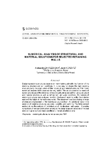 Numerical analysis of structural and material solutions for selected retaining walls
