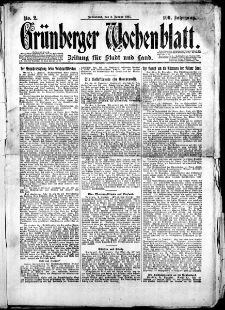 Grünberger Wochenblatt: Zeitung für Stadt und Land, Nr. 2. (3. Januar 1925)