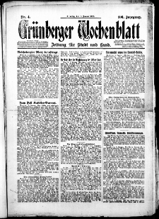 Grünberger Wochenblatt: Zeitung für Stadt und Land, Nr. 4. (6. Januar 1925)
