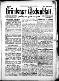 Gr&uuml;nberger Wochenblatt: Zeitung f&uuml;r Stadt und Land, Nr. 10. (13. Januar 1925)