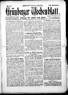 Grünberger Wochenblatt: Zeitung für Stadt und Land, Nr. 12. (15. Januar 1925)