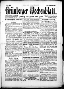 Grünberger Wochenblatt: Zeitung für Stadt und Land, Nr. 13. (16. Januar 1925)