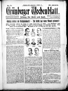 Gr&uuml;nberger Wochenblatt: Zeitung f&uuml;r Stadt und Land, Nr. 14. (17. Januar 1925)