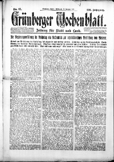 Grünberger Wochenblatt: Zeitung für Stadt und Land, Nr. 17. (21. Januar 1925)