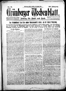Gr&uuml;nberger Wochenblatt: Zeitung f&uuml;r Stadt und Land, Nr. 19. (23. Januar 1925)