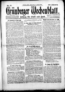 Grünberger Wochenblatt: Zeitung für Stadt und Land, Nr. 42. (19. Februar 1925)