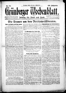 Gr&uuml;nberger Wochenblatt: Zeitung f&uuml;r Stadt und Land, Nr. 52. (3. M&auml;rz 1925)