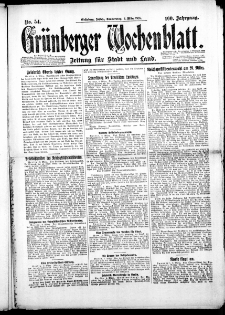Gr&uuml;nberger Wochenblatt: Zeitung f&uuml;r Stadt und Land, Nr. 54. (5. M&auml;rz 1925)