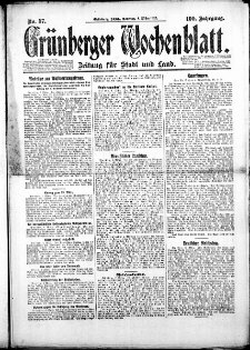 Gr&uuml;nberger Wochenblatt: Zeitung f&uuml;r Stadt und Land, Nr. 57. (8. M&auml;rz 1925)