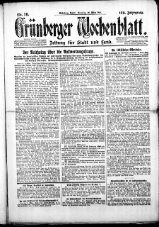 Gr&uuml;nberger Wochenblatt: Zeitung f&uuml;r Stadt und Land, Nr. 58. (10. M&auml;rz 1925)