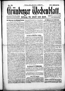 Gr&uuml;nberger Wochenblatt: Zeitung f&uuml;r Stadt und Land, Nr. 60. (12. M&auml;rz 1925)