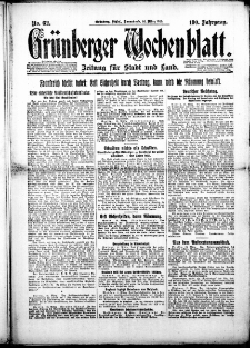 Grünberger Wochenblatt: Zeitung für Stadt und Land, Nr. 62. (14. März 1925)