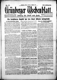 Grünberger Wochenblatt: Zeitung für Stadt und Land, Nr. 67. (20. März 1925)