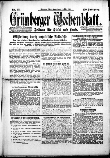 Gr&uuml;nberger Wochenblatt: Zeitung f&uuml;r Stadt und Land, Nr. 68. (21. M&auml;rz 1925)
