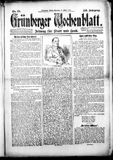 Grünberger Wochenblatt: Zeitung für Stadt und Land, Nr. 69. (22. März 1925)