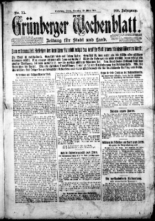 Grünberger Wochenblatt: Zeitung für Stadt und Land, Nr. 75. (29. März 1925)