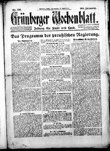 Gr&uuml;nberger Wochenblatt: Zeitung f&uuml;r Stadt und Land, Nr. 100. (30. April 1925)