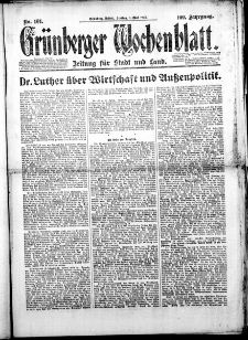 Grünberger Wochenblatt: Zeitung für Stadt und Land, Nr. 101. (1. Mai 1925)