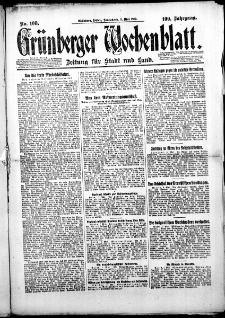 Grünberger Wochenblatt: Zeitung für Stadt und Land, Nr. 108. (9. Mai 1925)