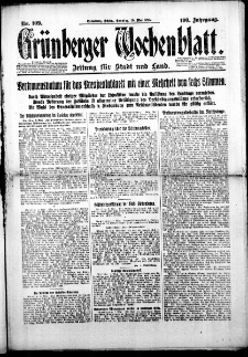 Grünberger Wochenblatt: Zeitung für Stadt und Land, Nr. 109. (10. Mai 1925)