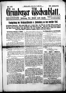 Grünberger Wochenblatt: Zeitung für Stadt und Land, Nr. 112. (14. Mai 1925)