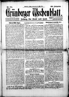 Grünberger Wochenblatt: Zeitung für Stadt und Land, Nr. 114. (16. Mai 1925)