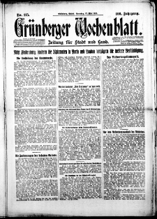 Grünberger Wochenblatt: Zeitung für Stadt und Land, Nr. 115. (17. Mai 1925)