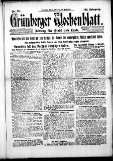 Grünberger Wochenblatt: Zeitung für Stadt und Land, Nr. 121. (26. Mai 1925)