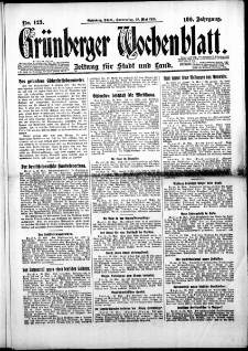 Grünberger Wochenblatt: Zeitung für Stadt und Land, Nr. 123. (28. Mai 1925)