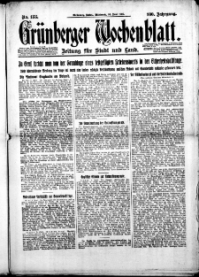 Grünberger Wochenblatt: Zeitung für Stadt und Land, Nr. 133. (10. Juni 1925)