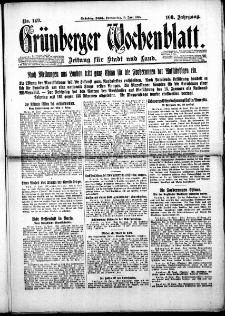 Gr&uuml;nberger Wochenblatt: Zeitung f&uuml;r Stadt und Land, Nr. 140. (18. Juni 1925)