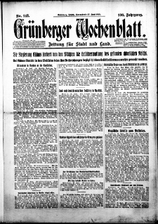 Grünberger Wochenblatt: Zeitung für Stadt und Land, Nr. 148. (27. Juni 1925)