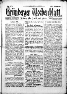 Gr&uuml;nberger Wochenblatt: Zeitung f&uuml;r Stadt und Land, Nr. 177. (19. Juli 1925)