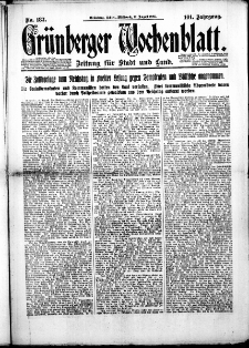 Grünberger Wochenblatt: Zeitung für Stadt und Land, Nr. 187. (12. Agust 1925)