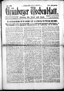 Grünberger Wochenblatt: Zeitung für Stadt und Land, Nr. 189. (14. Agust 1925)