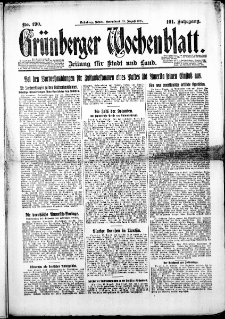 Grünberger Wochenblatt: Zeitung für Stadt und Land, Nr. 190. (15. Agust 1925)