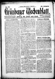 Grünberger Wochenblatt: Zeitung für Stadt und Land, Nr. 191. (16. Agust 1925)