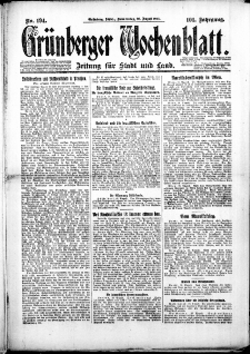 Grünberger Wochenblatt: Zeitung für Stadt und Land, Nr. 194. (20. Agust 1925)