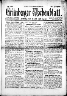 Grünberger Wochenblatt: Zeitung für Stadt und Land, Nr. 196. (22. Agust 1925)